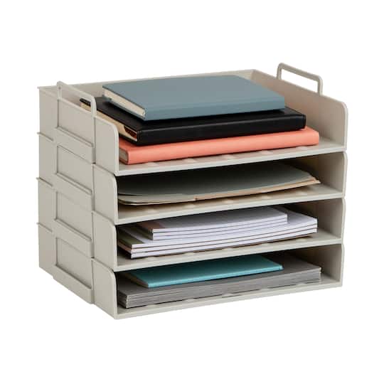 Mind Reader Stackable Paper Tray, Desktop Organizer, File Storage, Office, Plastic, 4 Pcs